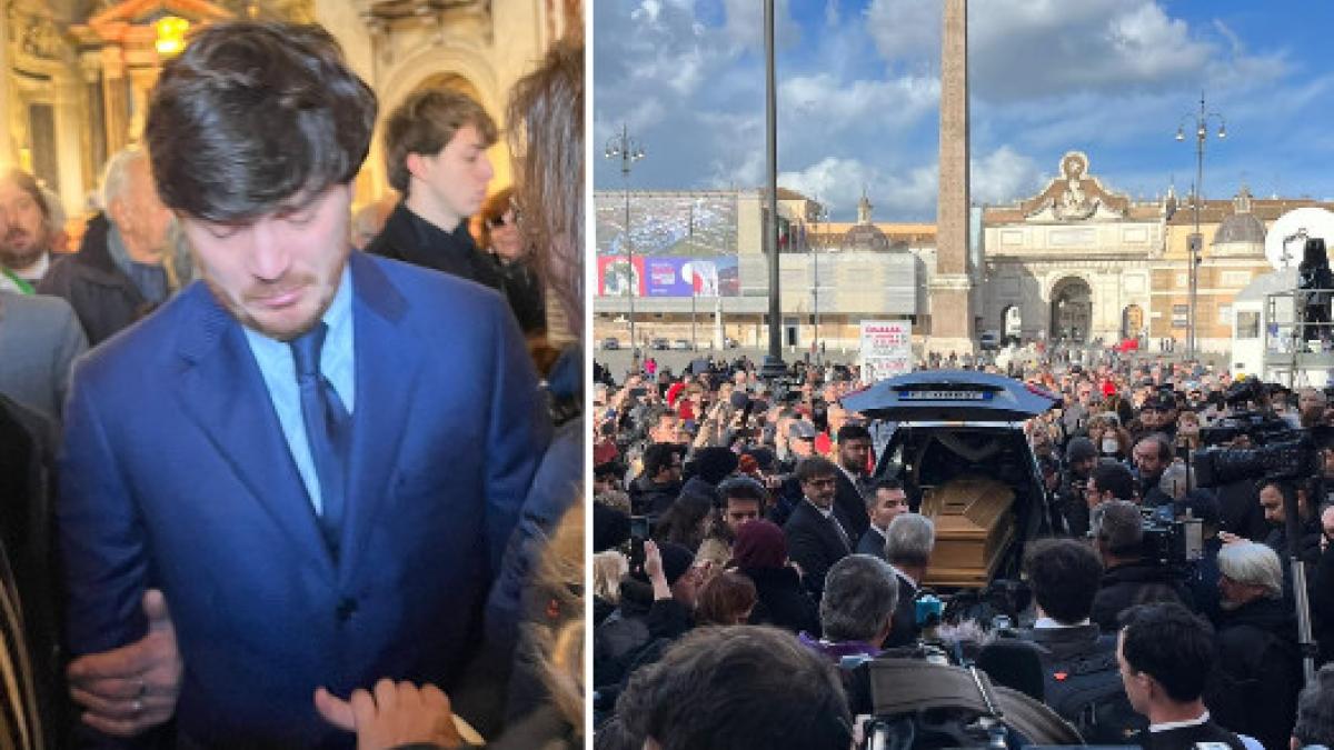 Funeral de Gina Lollobrigida: Multitud y aplausos despiden a la cantante.  Andrea Piazzolla también está en la iglesia