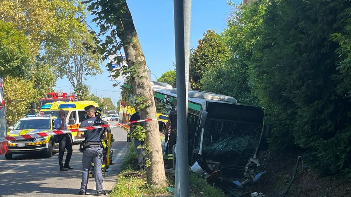 Mestre Autobus Finisce Nel Fossato Parabrezza In Mille Pezzi E