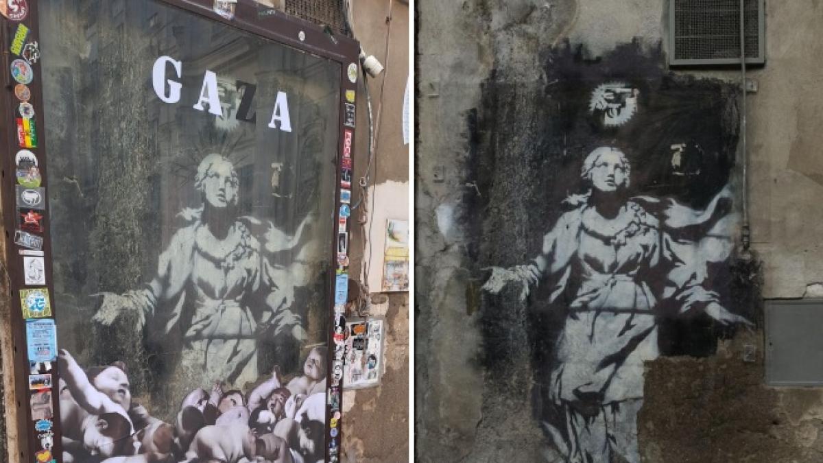 La Madonna Non è Mai Morta Napoli, sulla «Madonna con pistola» di Banksy compaiono la scritta