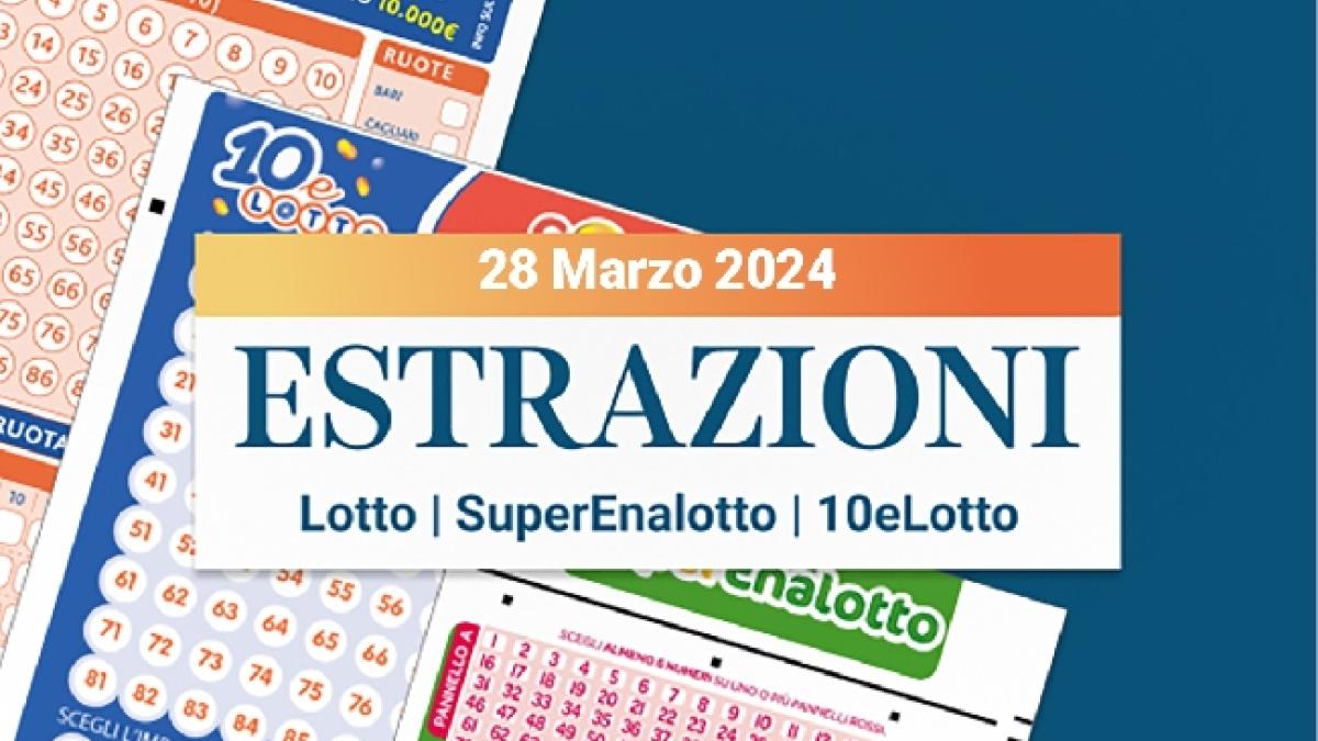 Estrazioni Lotto SuperEnalotto e 10eLotto serale di gioved 28