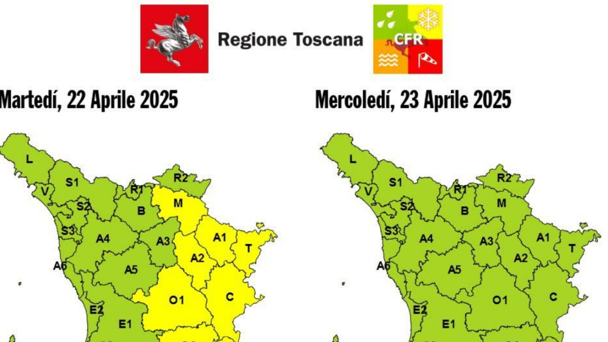 Maltempo in Toscana, allerta meteo gialla sul Mugello per piogge e temporali forti