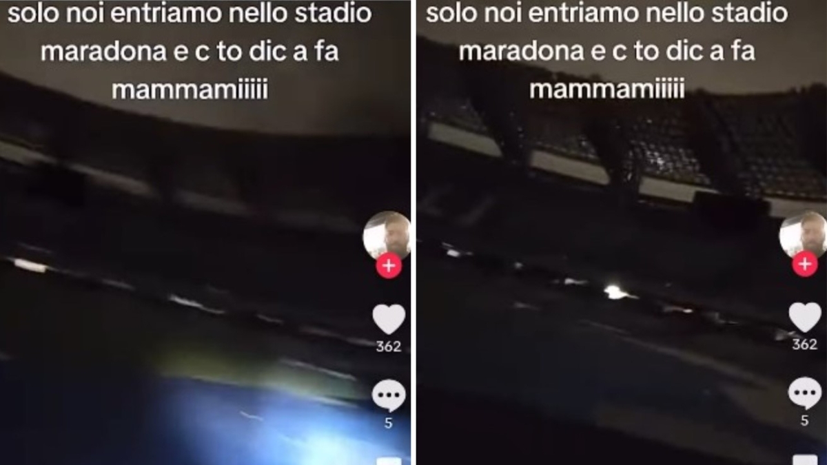 Entrano con lo scooter di notte nello stadio Maradona e usano la pista d'atletica come circuito: video virale