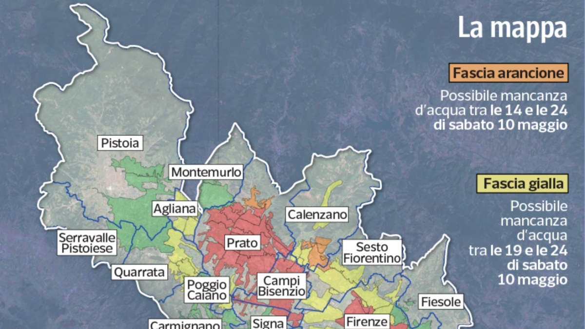 Firenze, lavori sulla rete di Publiacqua: dal 9 all’11 maggio servizio interrotto per fasce, ecco la mappa delle zone