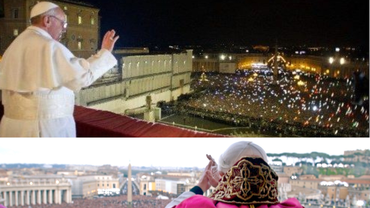 Le ultime due feste a piazza San Pietro: il saluto dalla Loggia delle Benedizioni di Francesco e Benedetto XVI