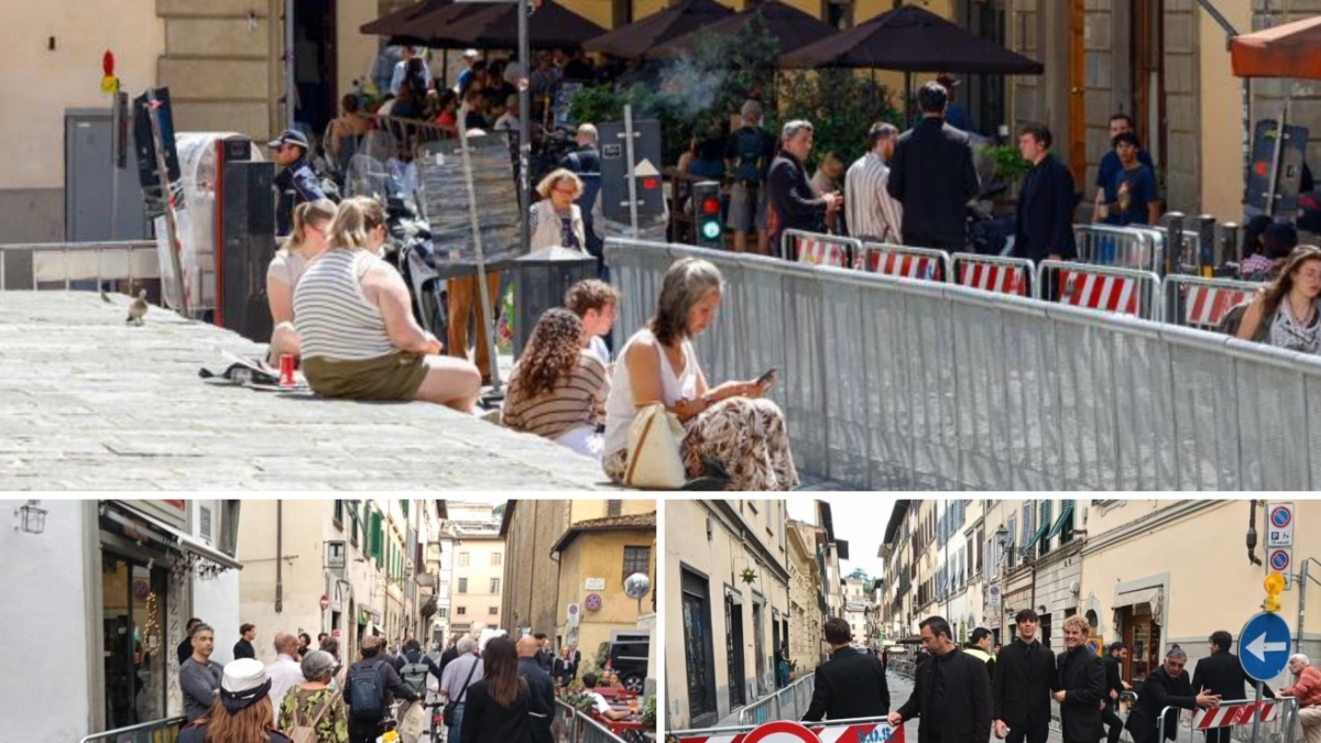 Proteste, litigi e ironie dietro le transenne della sfilata di Gucci in piazza a Firenze