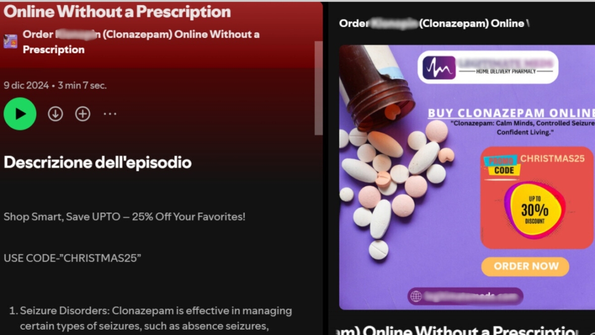 Ansiolitici e antidolorifici venduti su Spotify: così la vendita illegale di farmaci prolifera grazie a podcast finti