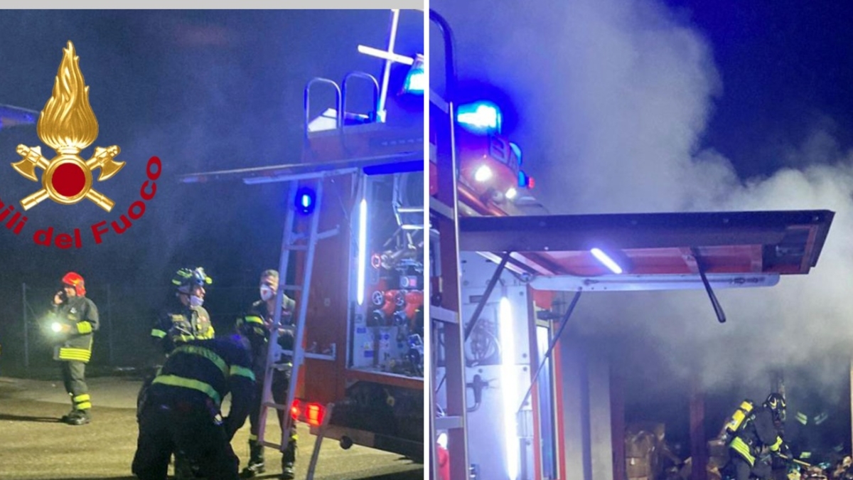 Empoli, incendio in un magazzino per la raccolta alimentare: a fuoco 250 metri quadri