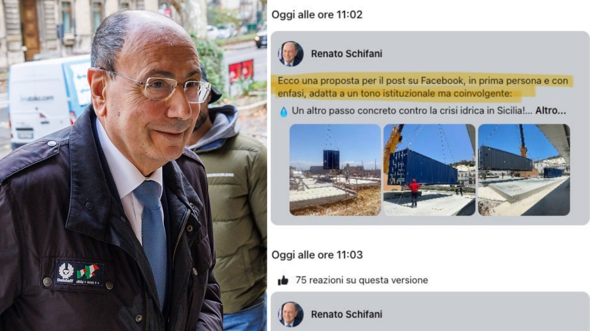 Schifani e la gaffe con ChatGpt: «Mi crei un post contro l'emergenza idrica in Sicilia?». Ma finisce tutto su Facebook