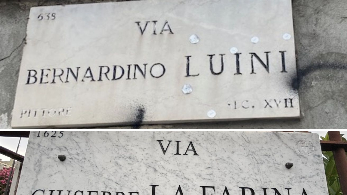 Le targhe sbagliate a Milano: il grande pittore Luini fatto vivere nel ’600 e La Farina vissuto 148 anni