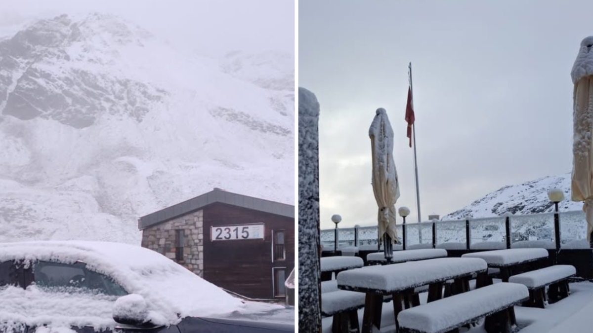 Valtellina, dalle temperature torride alla neve: imbiancati il passo dello Stelvio e quello della Forcola, 10 C° nel fondovalle