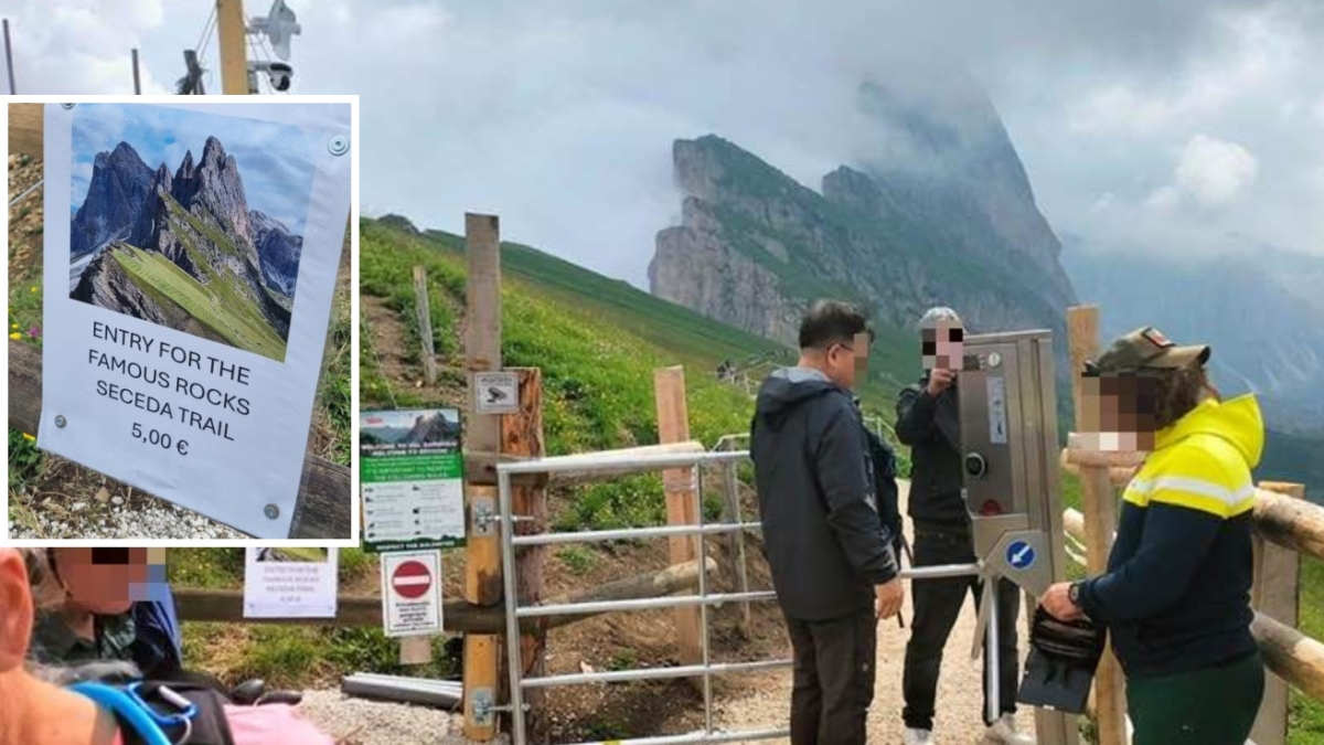 Dolomiti, tornello per accedere al sentiero in Val Gardena: «Pagate 5 euro». La Provincia lo blocca