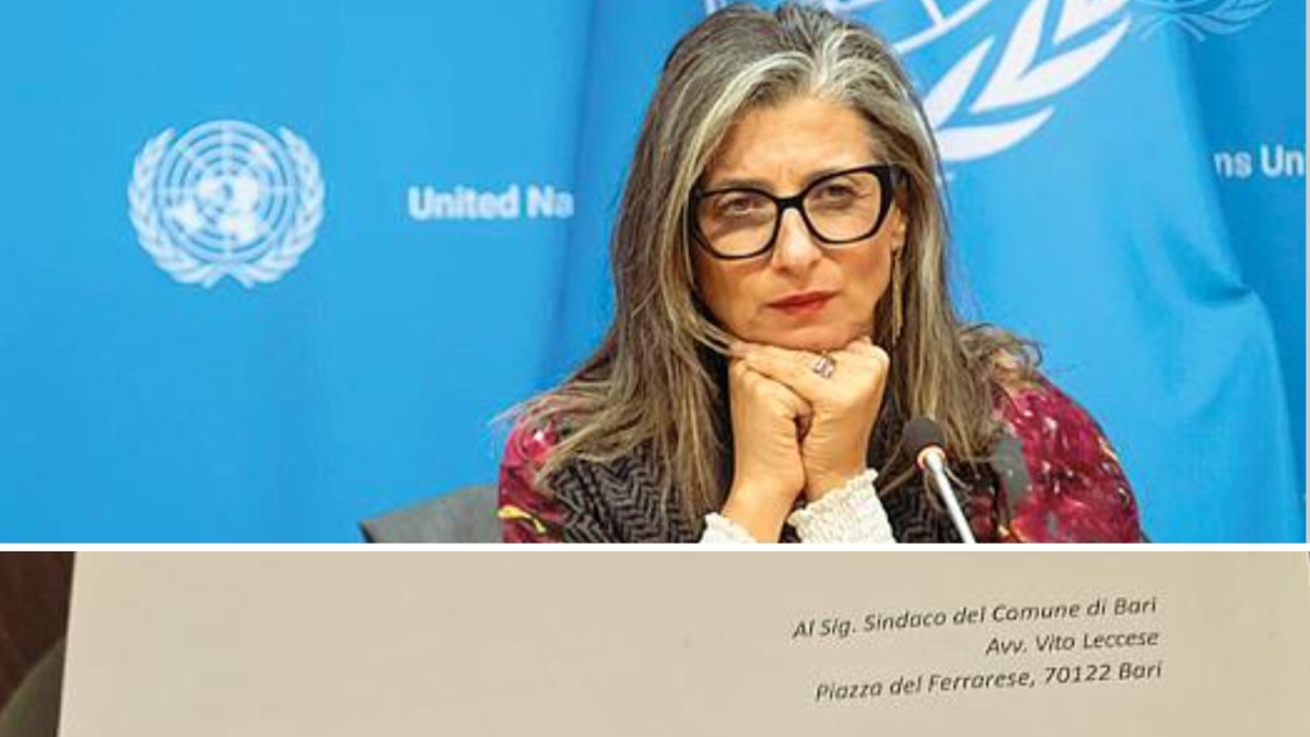Bari, il centrodestra scrive al sindaco contro le chiavi della città a Francesca Albanese. Ma l'intestazione della lettera è piena di errori