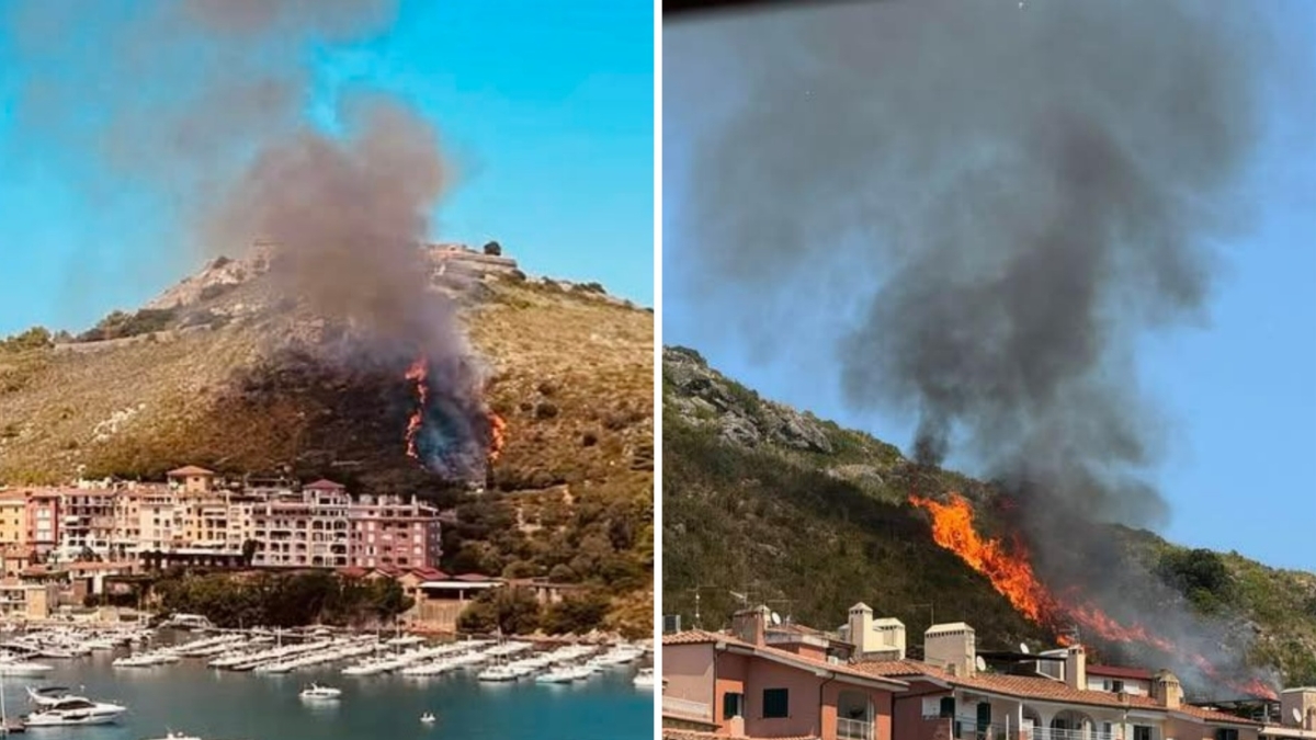 Incendio a Porto Ercole, fiamme in prossimità dell'abitato: intervento dei vigili del fuoco