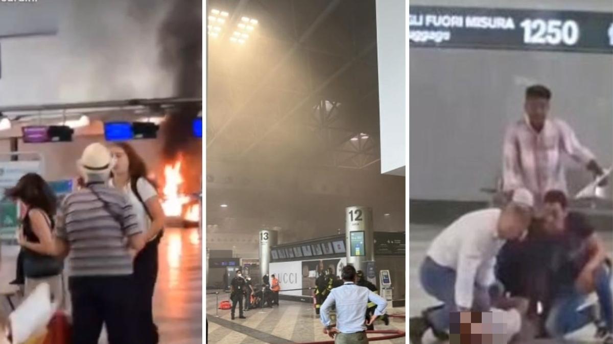 Malpensa, passeggero appicca il fuoco vicino al check in: evacuato il Terminal 1. «Rogo domato, non ci sono feriti». Un fermato 