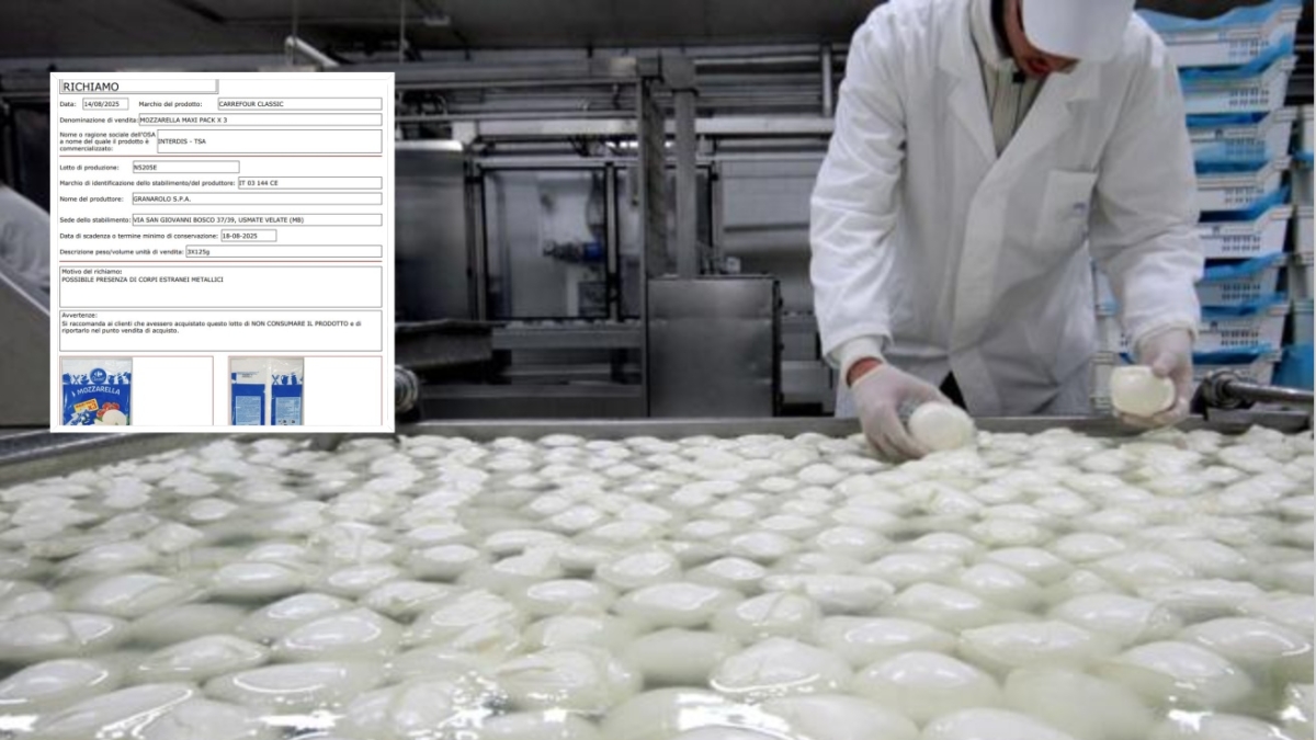 Mozzarelle richiamate dai supermercati per «presenza di metallo»: quali sono i 5 lotti segnalati dal Ministero della Salute