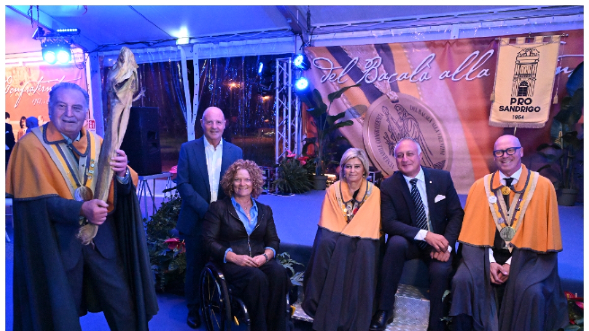 Sapori, 500 al Gran galà del bacalà di Sandrigo: gli sportivi Biasion e Porcellato sono i nuovi cavalieri onorari