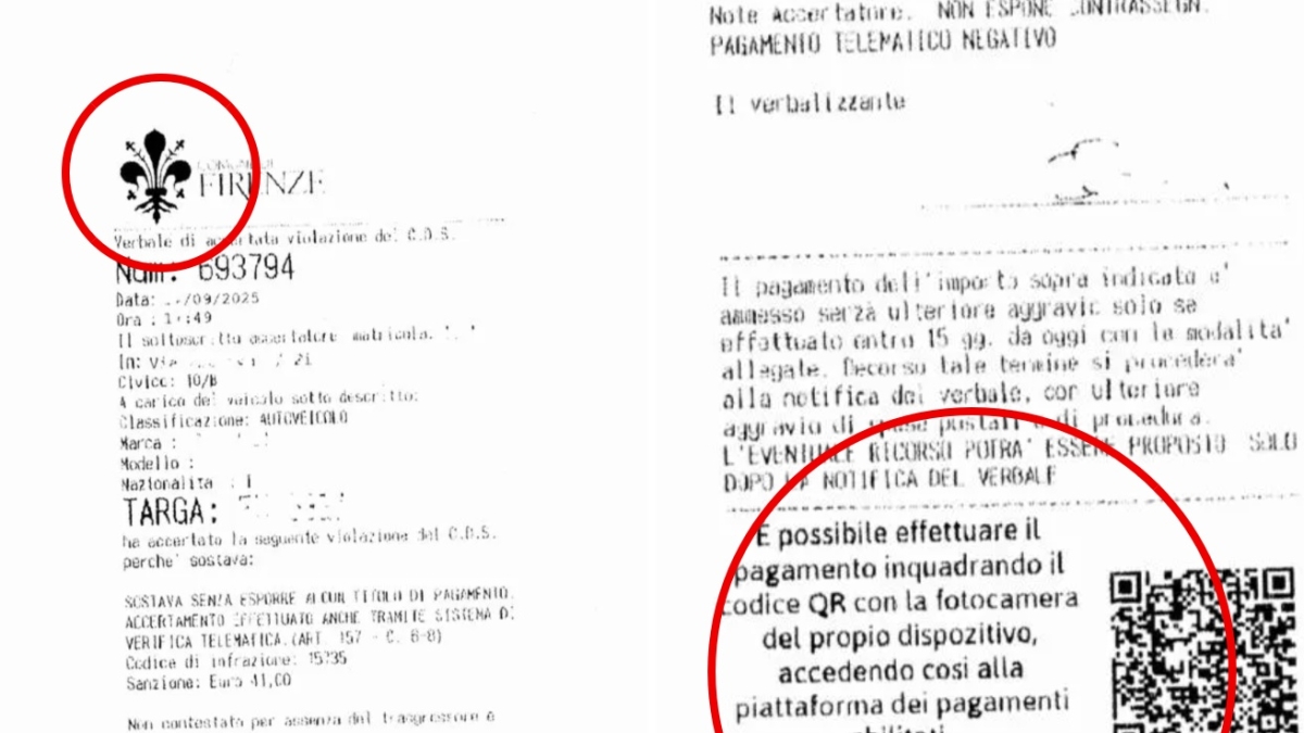 La nuova truffa dei «falsi verbali» della polizia municipale di Firenze: ecco come riconoscerli