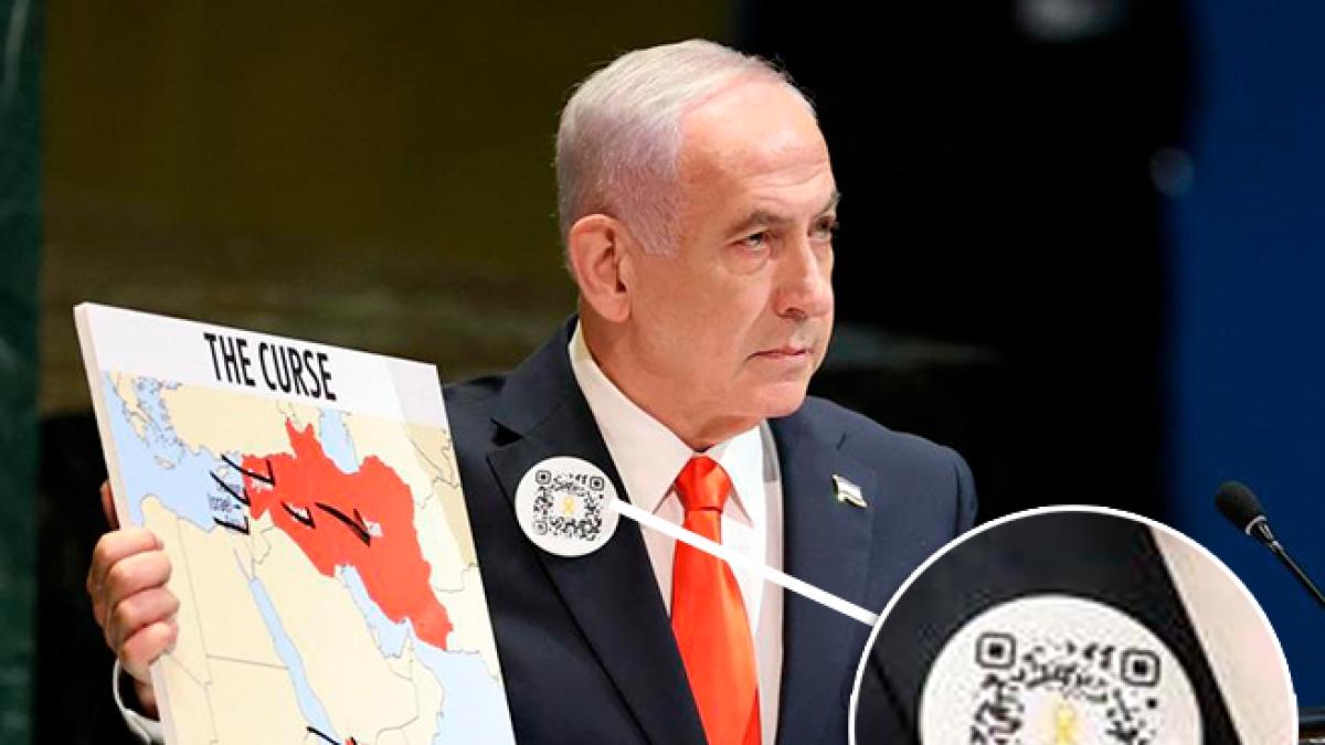 Il premier israeliano e il QR Code sulla giacca: perché Netanyahu lo ha indossato 
