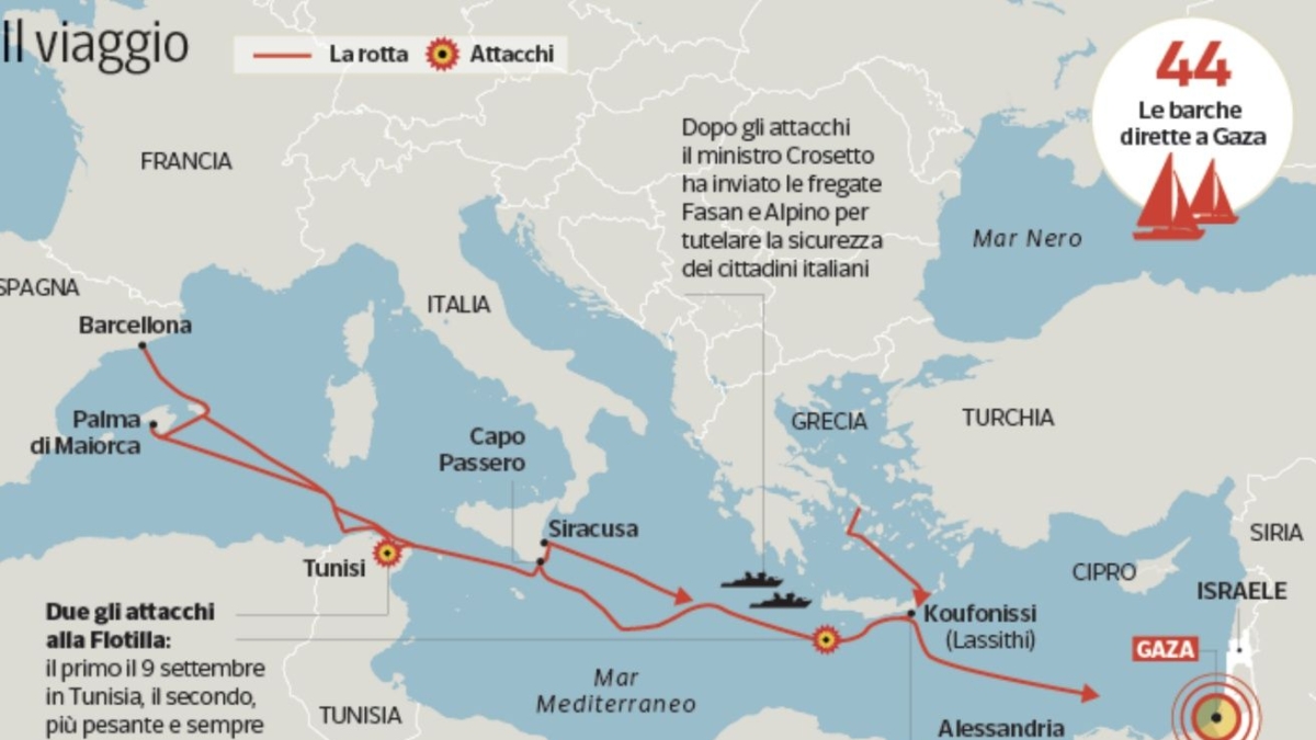 La Flotilla è nella «zona rossa». Israele muove la marina militare