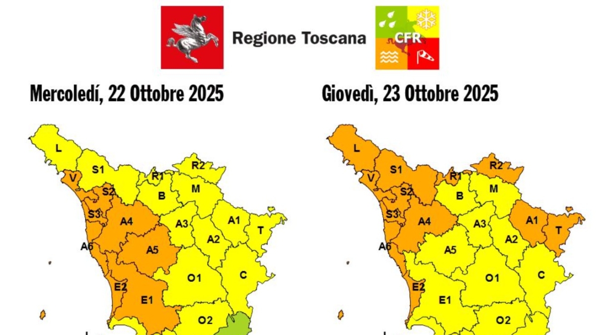 Maltempo in Toscana, allerta arancione anche per giovedì 23 ottobre: scuole ancora chiuse, ecco in quali Comuni