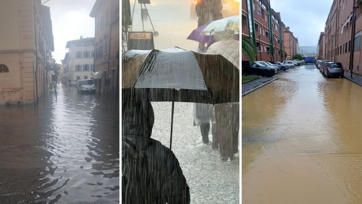 Maltempo in Toscana, allagamenti vicino alla Torre pendente e ai poli universitari a Pisa e a Livorno