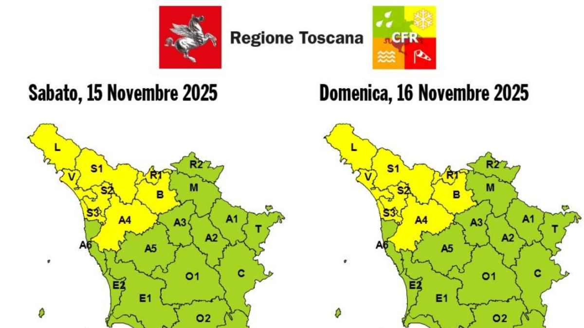 Maltempo, allerta gialla in Toscana per temporali forti (e dalla prossima settimana arriva il freddo)