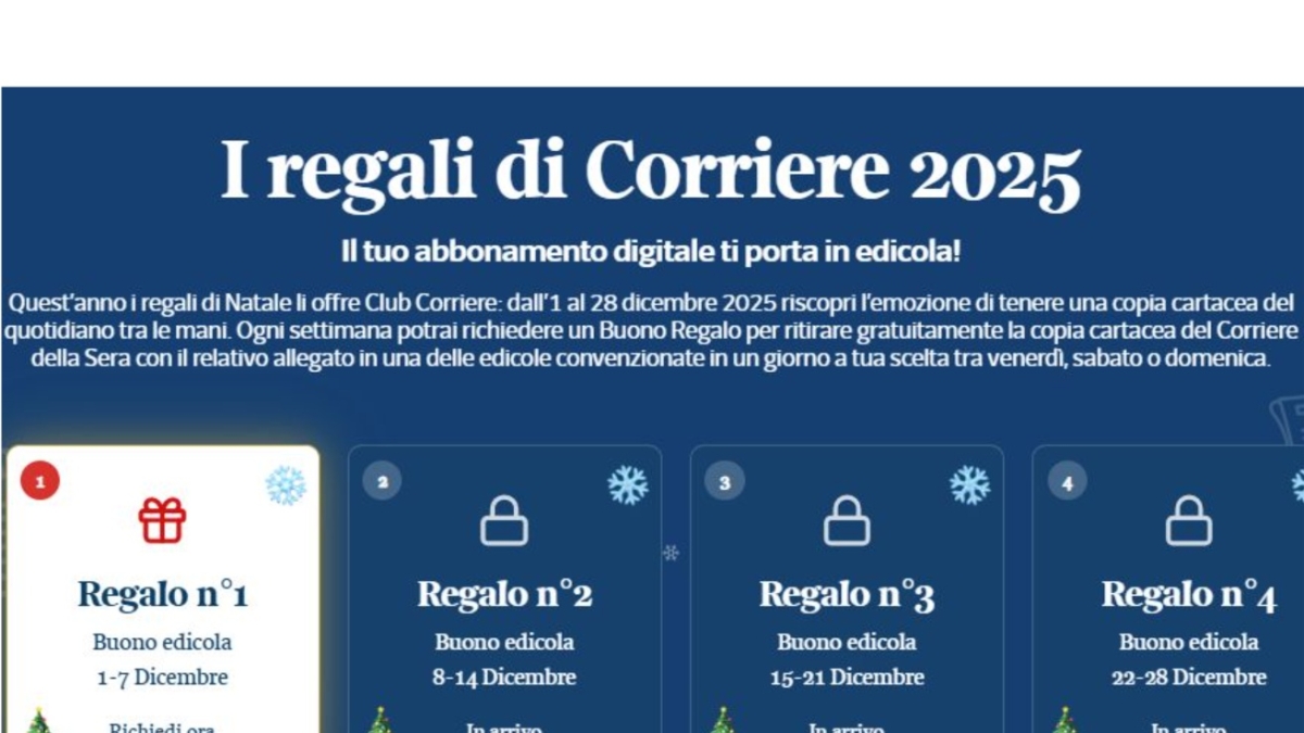 Natale, ecco il regalo del Corriere ai suoi abbonati digitali
