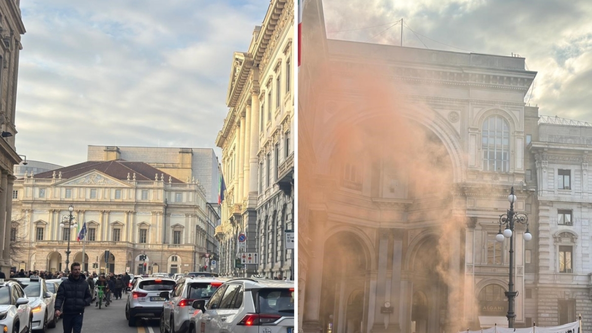 Milano, protesta dei tassisti contro gli Ncc: auto bianche «abbandonate» davanti alla stazione Centrale e in piazza Duomo