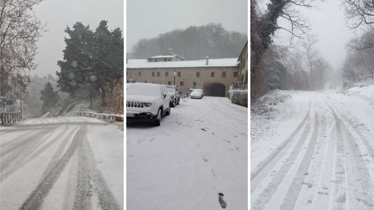 La Toscana si sveglia con le nevicate: non solo in collina, fiocchi anche a Firenze, il Comune annulla la discesa della Befana in piazza della Repubblica. Problemi di viabilità