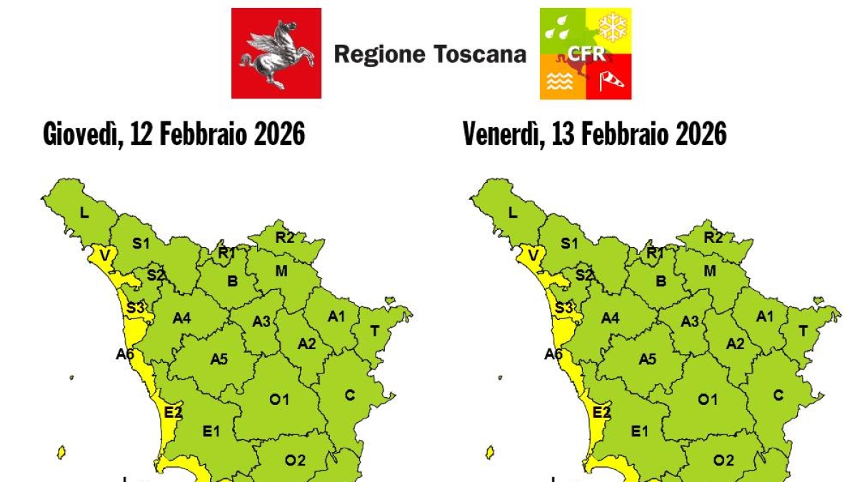 Maltempo in Toscana, prorogata l'allerta gialla sulla costa fino a venerdì