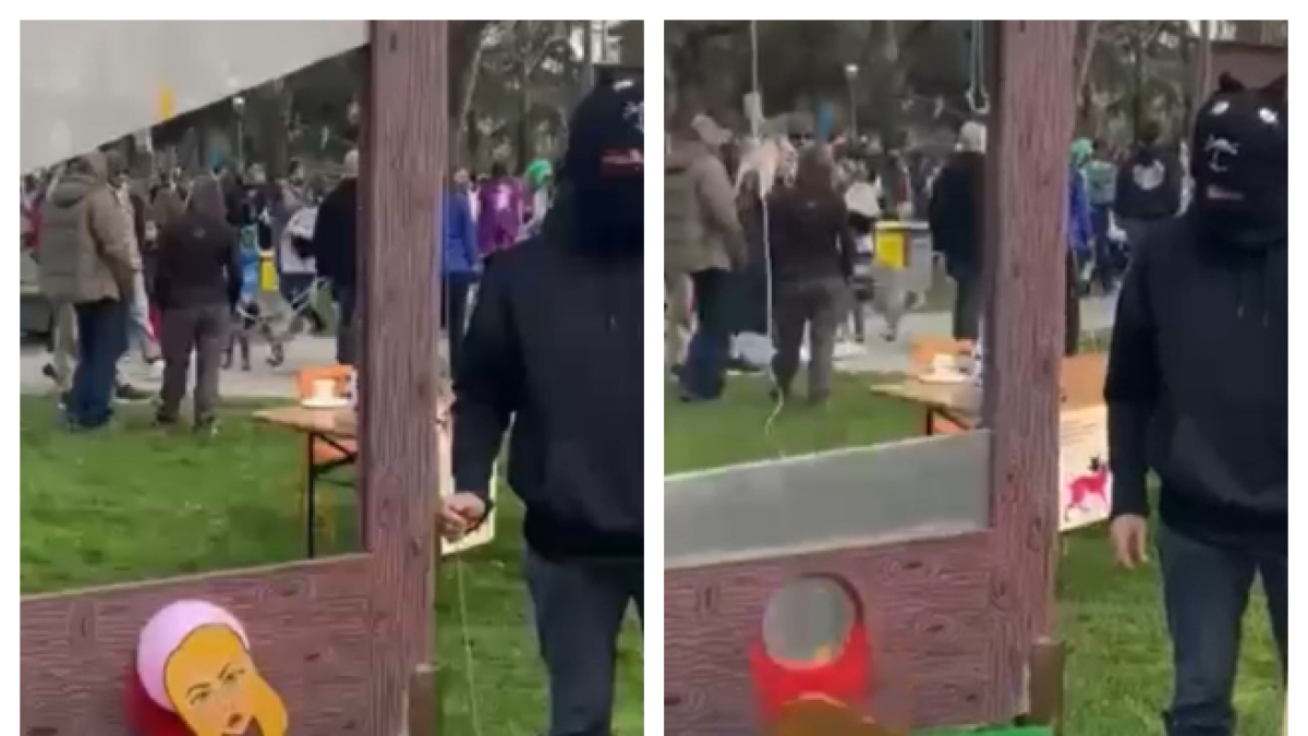 Giorgia Meloni «decapitata» da una ghigliottina al carnevale popolare di Reggio Emilia, il video choc e le polemiche: «Superato il limite»