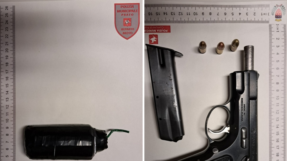 Una pistola e un ordigno artigianale trovati in un'auto durante un controllo casuale: nuovo capitolo della «guerra delle grucce» a Prato