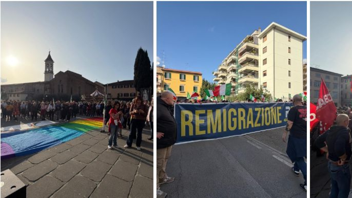 Le tre piazze di Prato (senza scontri): il presidio della remigrazione, e le due manifestazioni delle sinistre (divise)