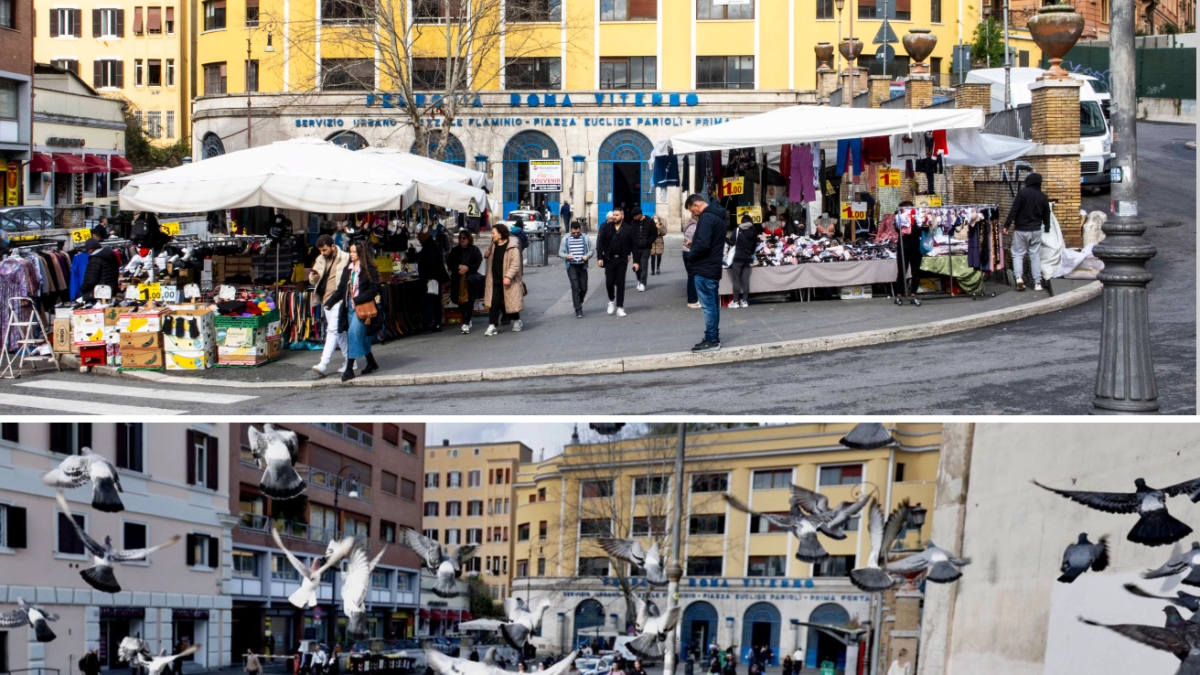 Piazzale Flaminio, sgomberate dopo 18 anni le bancarelle degli ambulanti. «Spostate a piazza Mancini»
