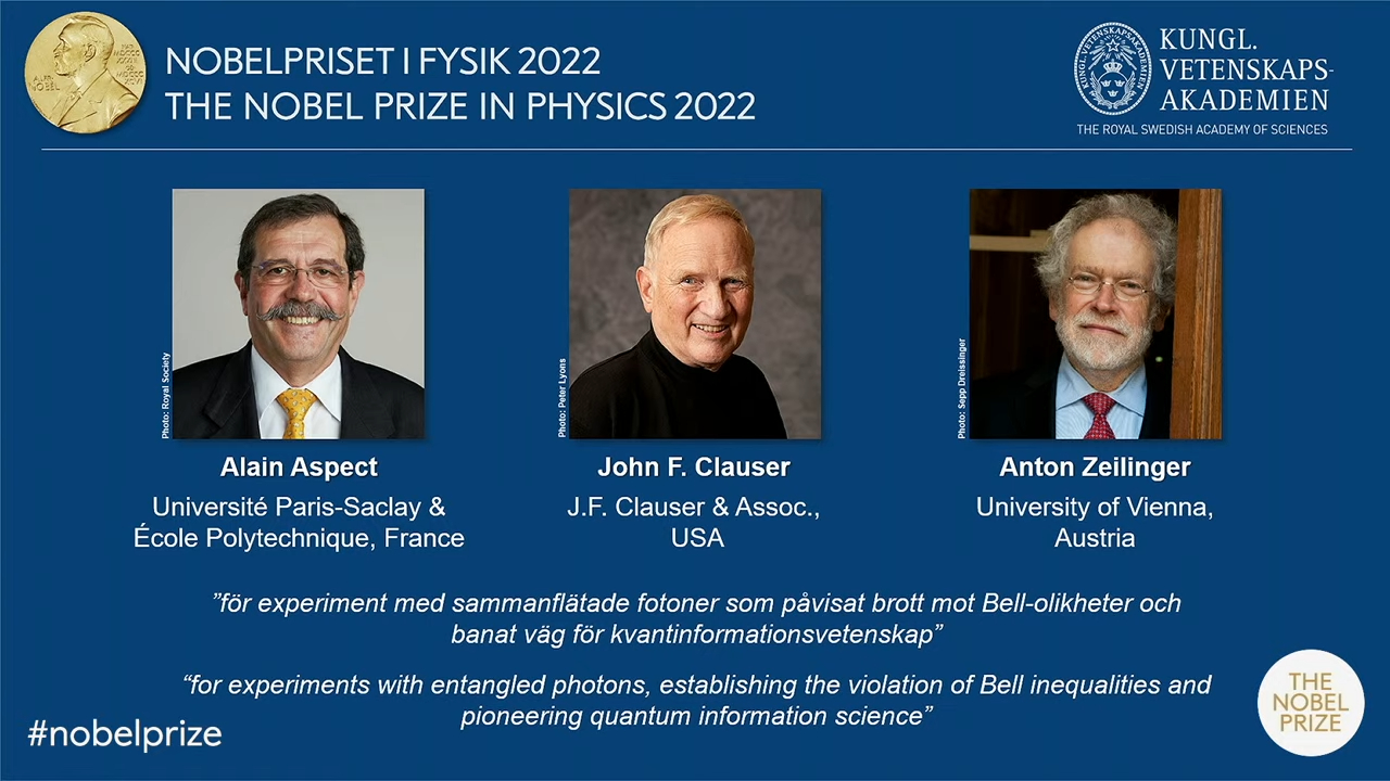 Nobel per la Fisica ad Alain Aspect, John F. Clauser e Anton Zellinger per le loro ricerche sulla meccanica quantistica