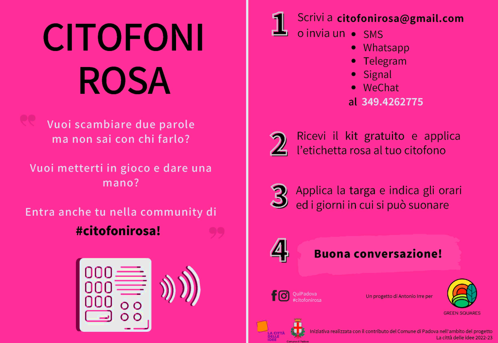 Un citofono rosa per dare ascolto a chiunque ne abbia bisogno: a Padova l'iniziativa tra arte e socialità