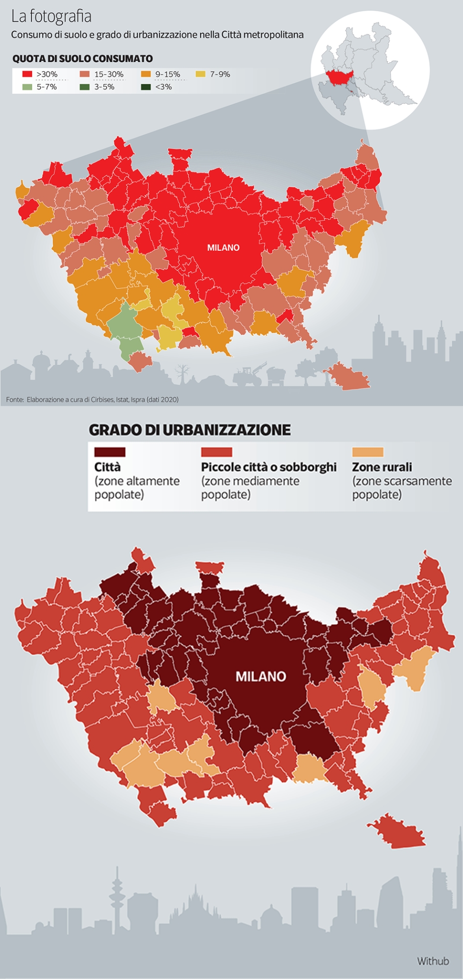 Il consumo di suolo nell'area della Città metropolitana di Milano