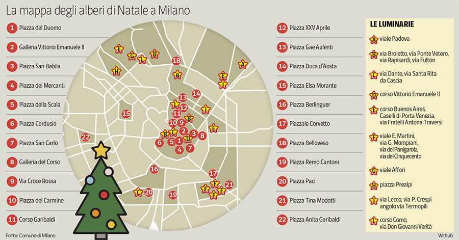 Milano, La Mappa Degli Alberi Di Natale | Corriere.it