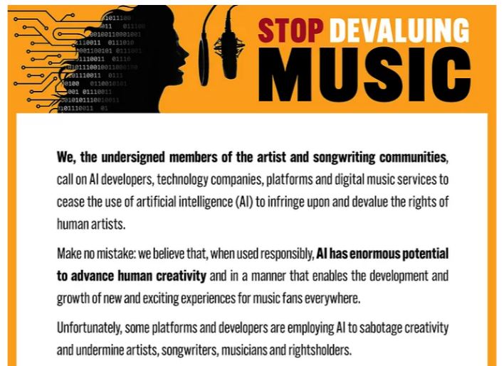 La lettera aperta di 200 cantanti: «Smettetela di usare l'intelligenza artificiale per svalutare il lavoro degli artisti umani»