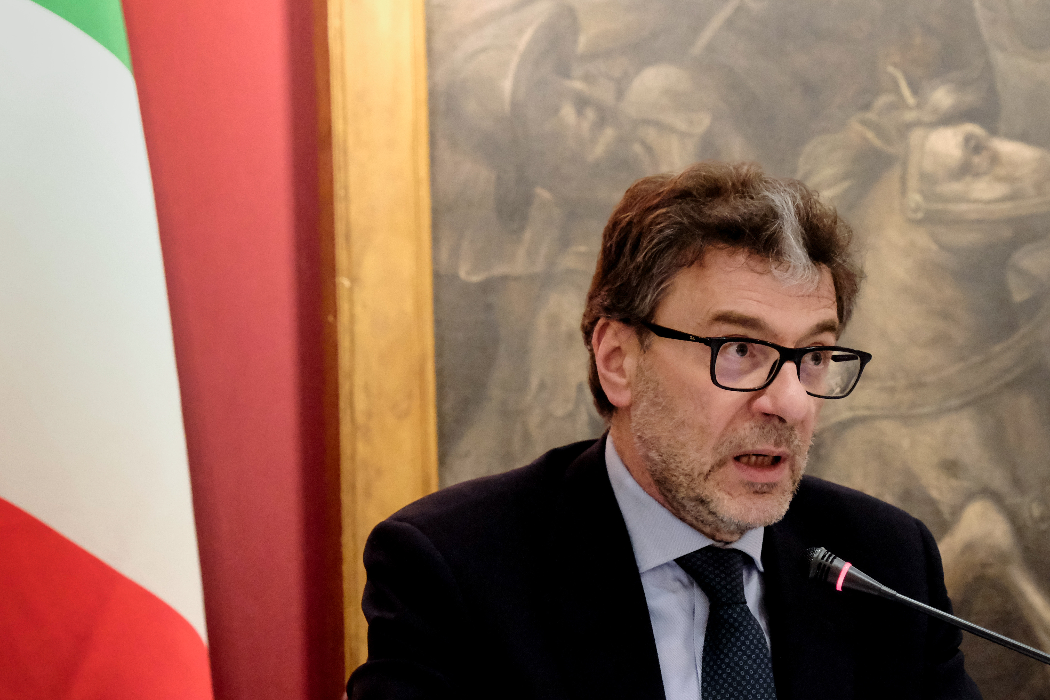 Audizione del Ministro dell’economia Giancarlo Giorgetti davanti alle commissioni Bilancio di Camera e Senato in relazione all’esame del Documento di economia e finanza 2024, presso la Camera dei Deputati a  Roma, Lunedì , 22 Aprile 2024 (foto Mauro Scrobogna / LaPresse)   Hearing of the Minister of Economy Giancarlo Giorgetti before the Budget commissions of the Chamber and Senate in relation to the examination of the 2024 Economic and Financial Document, at the Chamber of Deputies in Rome, Monday, April 22 2024 (Photo by Mauro Scrobogna / LaPresse)