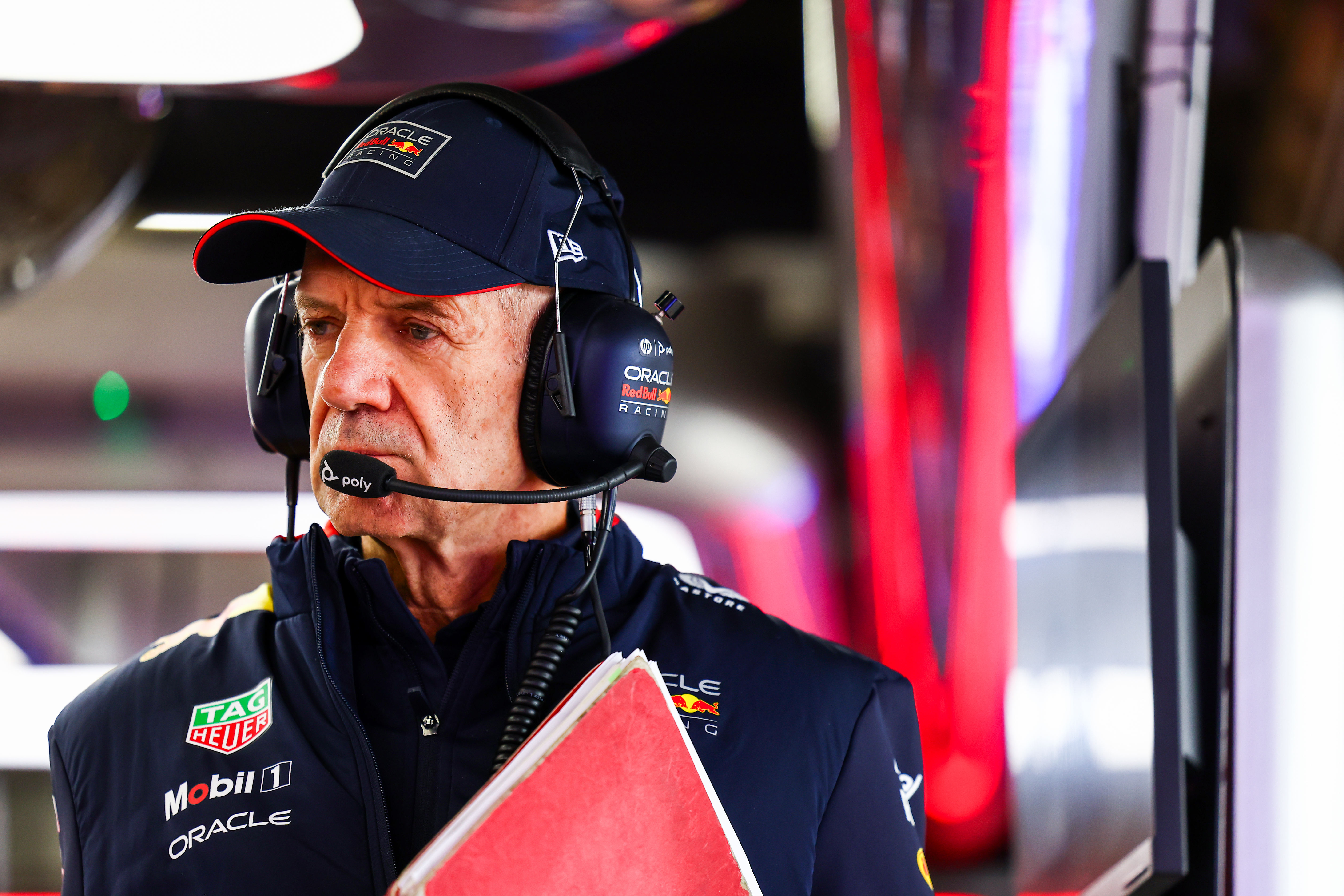 SUZUKA, JAPAN - APRIL 05: Adrian Newey, the Chief Technical Officer of Oracle Red Bull Racing looks on in the garage during practice ahead of the F1 Grand Prix of Japan at Suzuka International Racing Course on April 05, 2024 in Suzuka, Japan. (Photo by Mark Thompson/Getty Images)