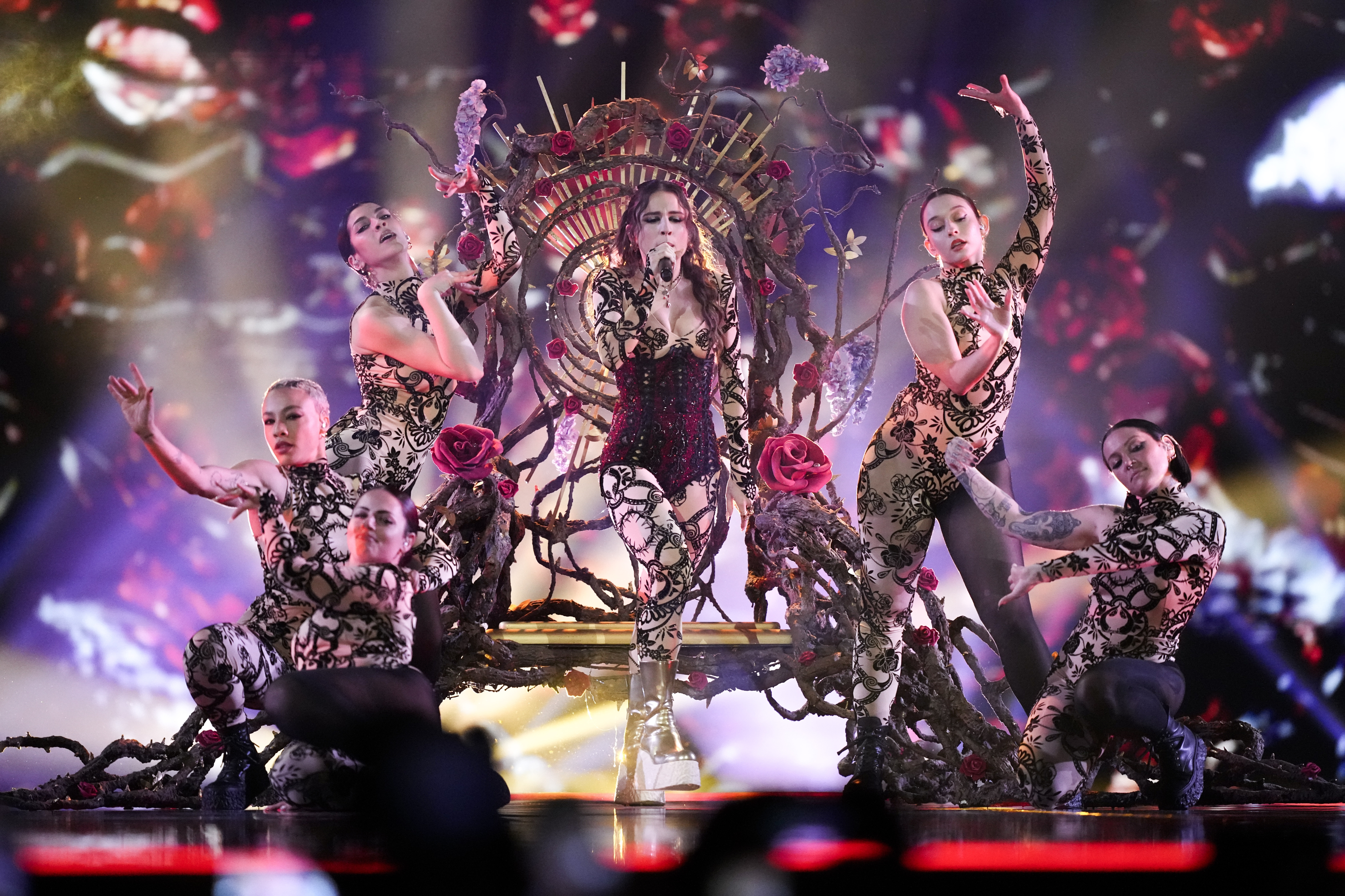 Angelina Mango of Italy performs the song La noia during the dress rehearsal for the second semi-final at the Eurovision Song Contest in Malmo, Sweden, Wednesday, May 8, 2024. (AP Photo/Martin Meissner)