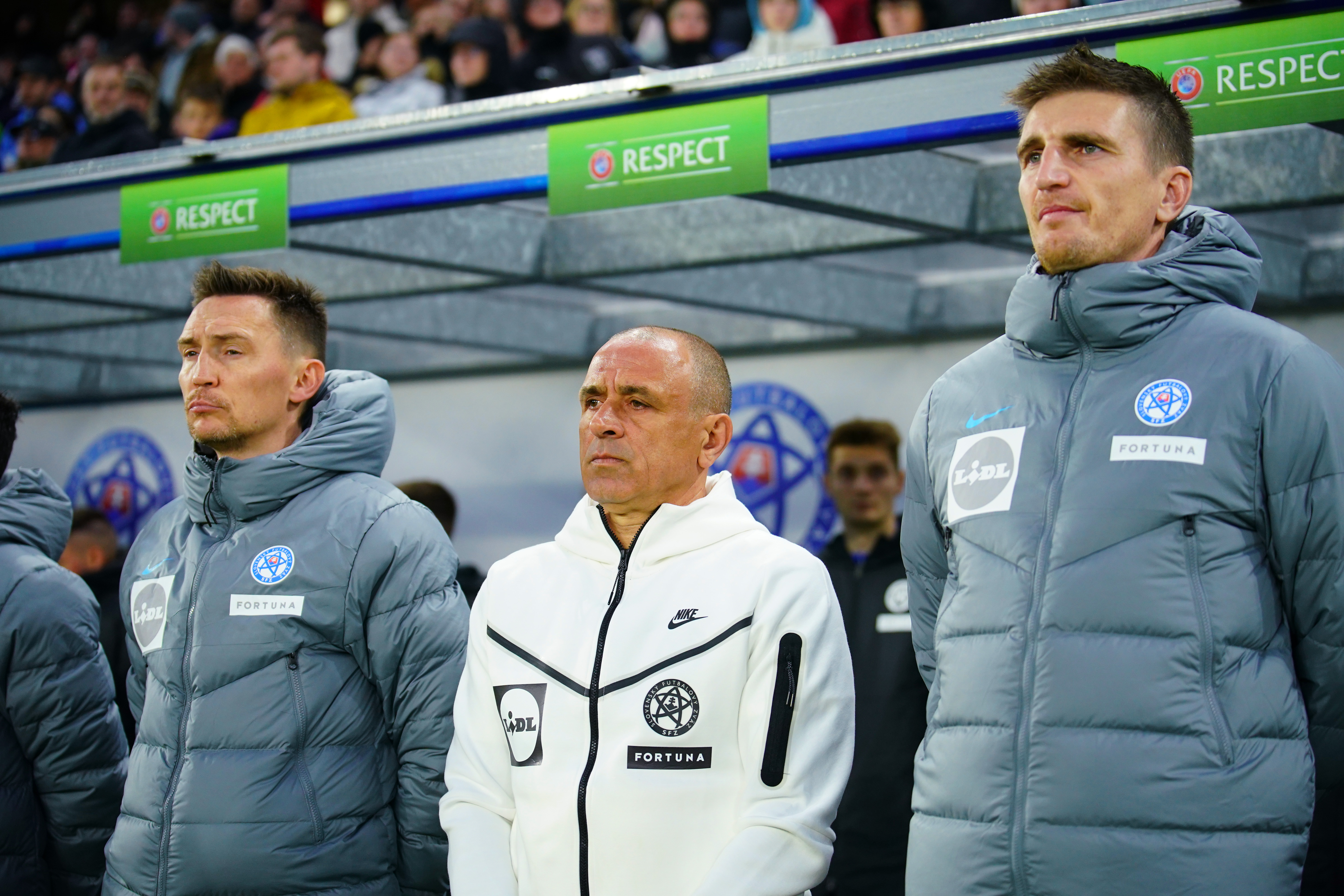 BRATISLAVA, SLOVAKIA - MARCH 23: Francesco Calzona, Head Coach of Slovakia, looks on prior to the international friendly match between Slovakia and Austria at National Football stadium on March 23, 2024 in Bratislava, Slovakia. (Photo by Christian Hofer/Getty Images)