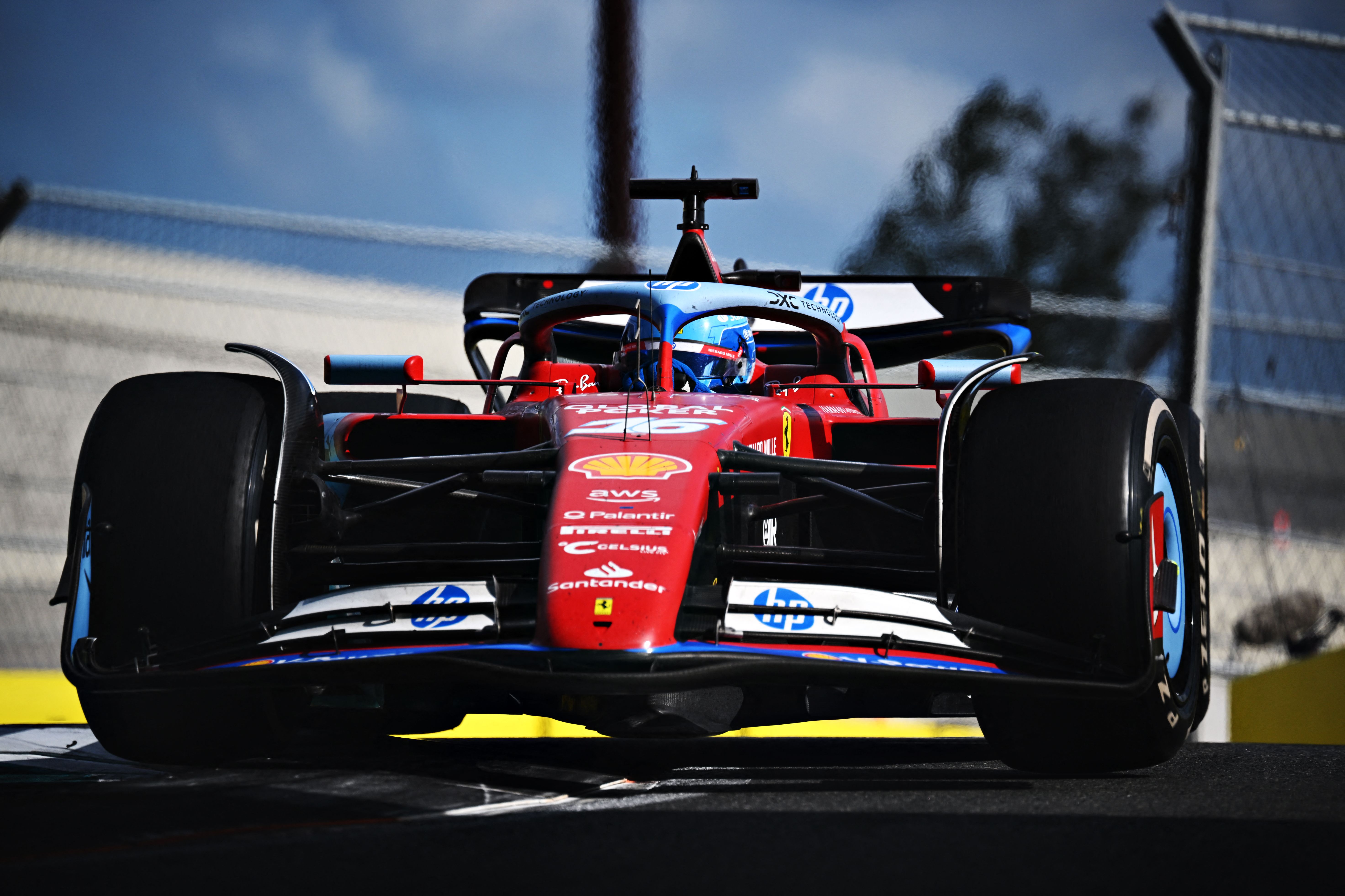 MIAMI, FLORIDA - MAY 05: Charles Leclerc of Monaco driving the (16) Ferrari SF-24 on track during the F1 Grand Prix of Miami at Miami International Autodrome on May 05, 2024 in Miami, Florida.   Clive Mason/Getty Images/AFP (Photo by CLIVE MASON / GETTY IMAGES NORTH AMERICA / Getty Images via AFP)