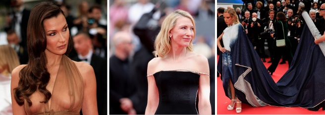 Festival di Cannes, le pagelle ai look: Bella, nude assoluto, 7, Bilal Hassani con il rotolo di jeans al seguito 5, Cate Blanchett perfetta, 8