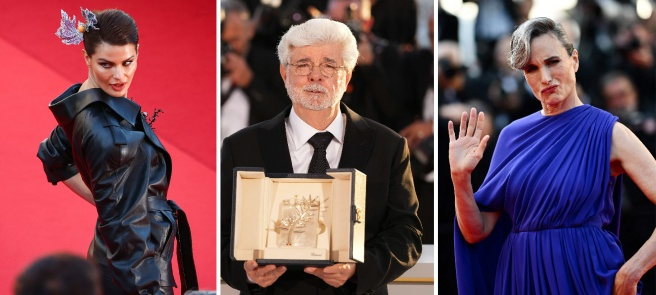 Festival di Cannes, voti ai look: Andie MacDowell compiaciuta (8), George Lucas fuori fuoco (5) e Isabeli Fontana, nel ruolo (6)