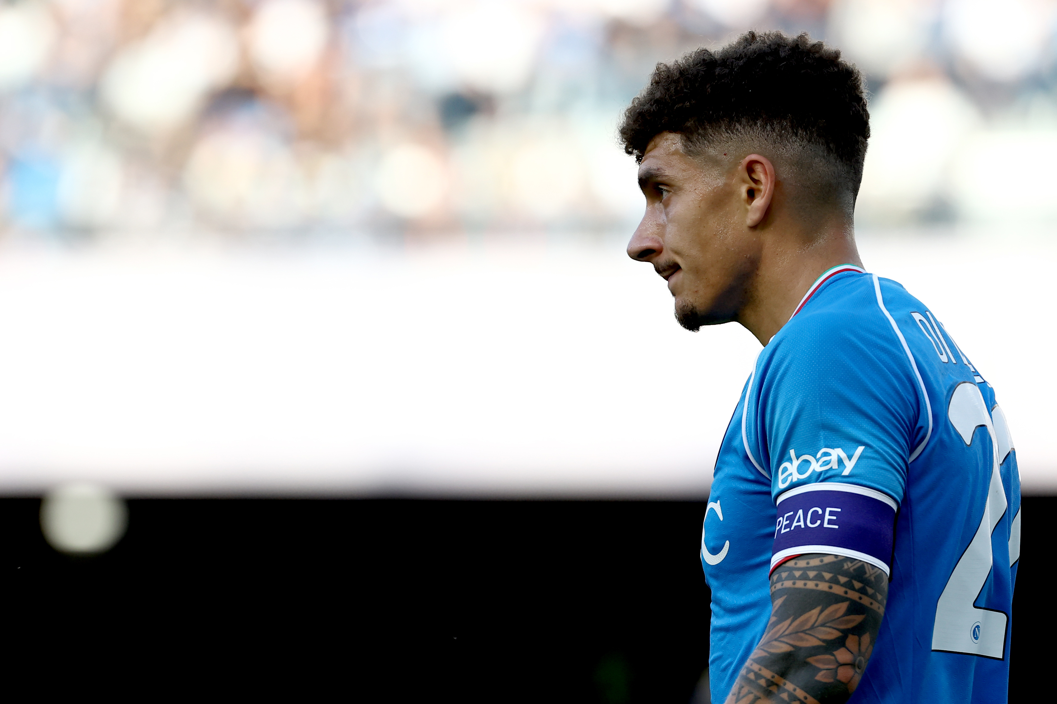 Napoli?s Giovanni Di Lorenzo  during the Serie A soccer match between Napoli and Roma at the Diego Armando Maradona Stadium in Naples, north west Italy - Saturday, April 28 , 2024. Sport - Soccer .  (Photo by Alessandro Garofalo/Lapresse)