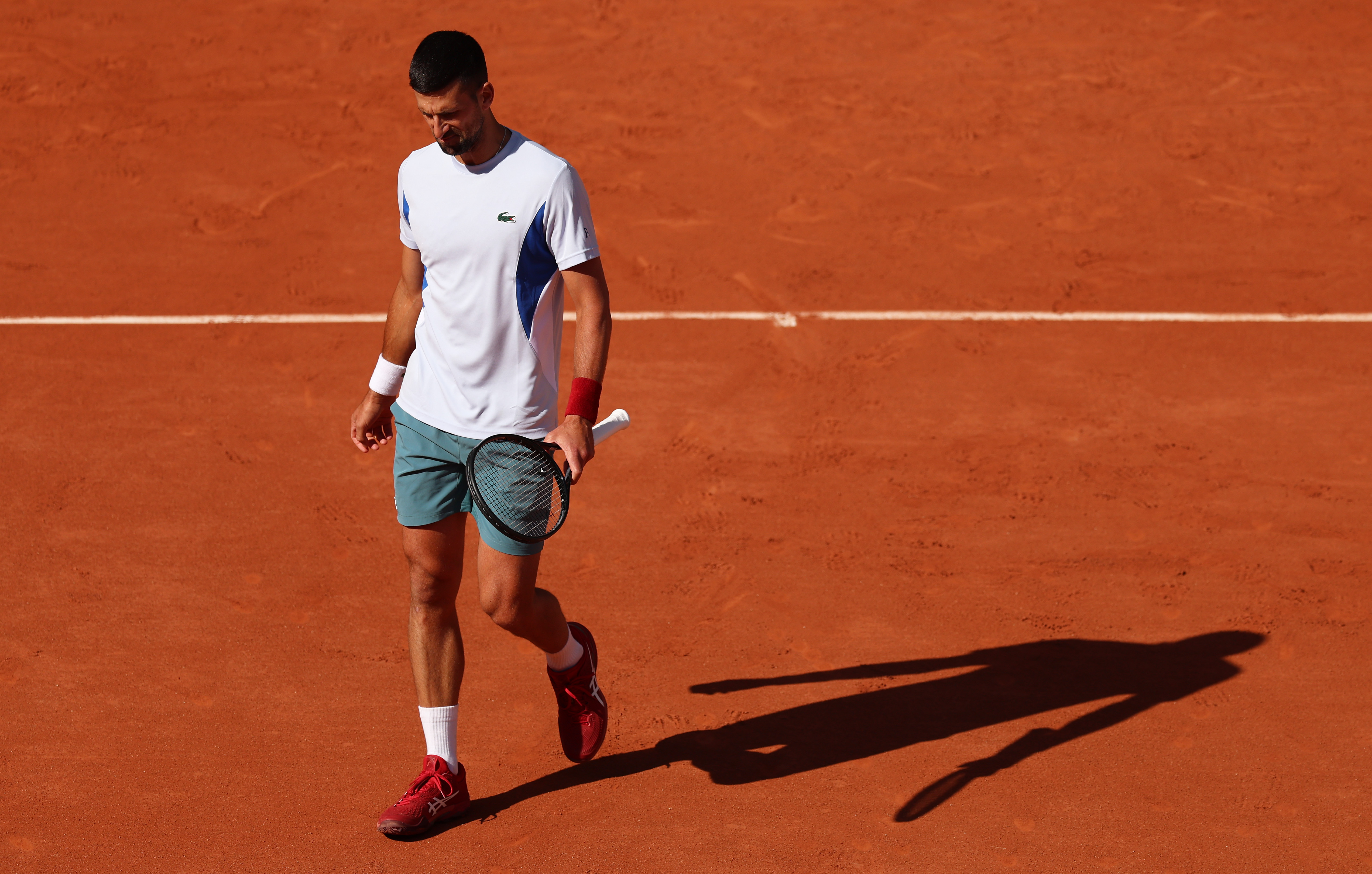 PARIS, FRANCE - MAY 25: Novak Djokovic of Serbia during a practice session prior to the French Open at Roland Garros on May 25, 2024 in Paris, France. (Photo by Clive Brunskill/Getty Images)