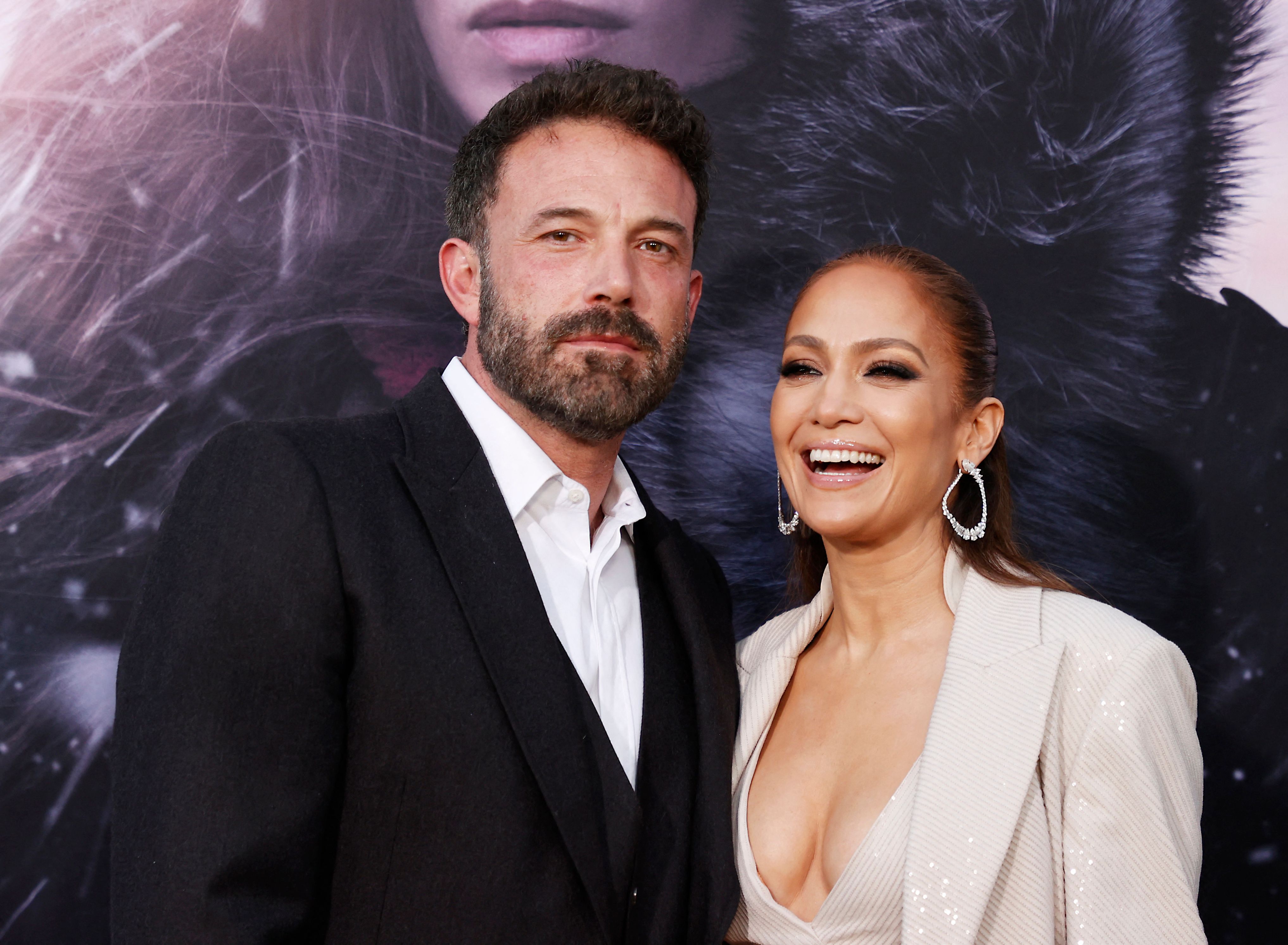 TOPSHOT - US actress/singer Jennifer Lopez and US actor Ben Affleck arrive for the premiere of "The Mother" at the Westwood Regency Village Theater in Los Angeles, California, on May 10, 2023. (Photo by Michael Tran / AFP)