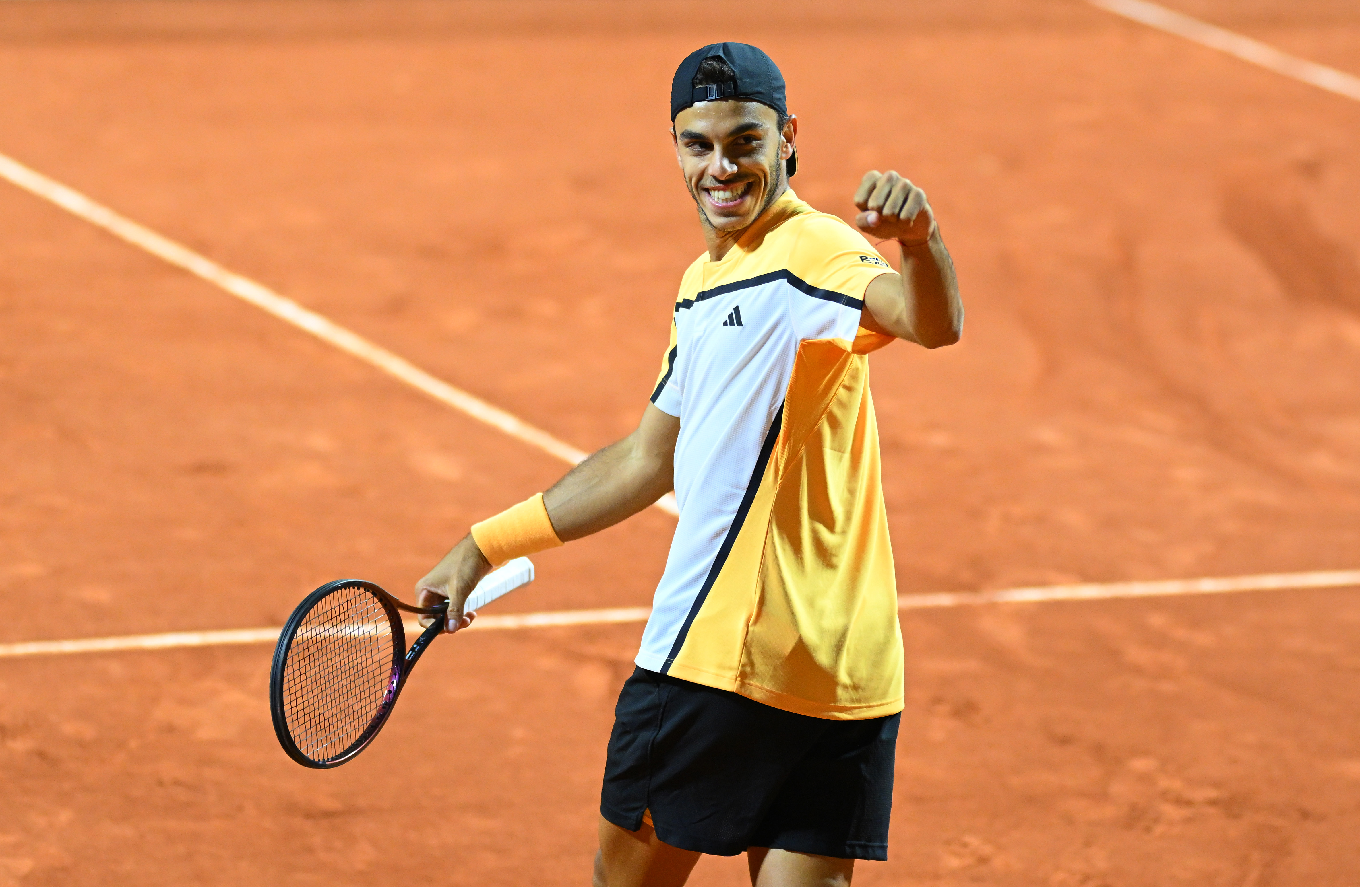 PARIS, FRANCE - JUNE 01: Francisco Cerundolo of Argentina celebrates his victory against Tommy Paul of United States in the Men's Singles third round match during Day Seven of the 2024 French Open at Roland Garros on June 01, 2024 in Paris, France. (Photo by Clive Mason/Getty Images)